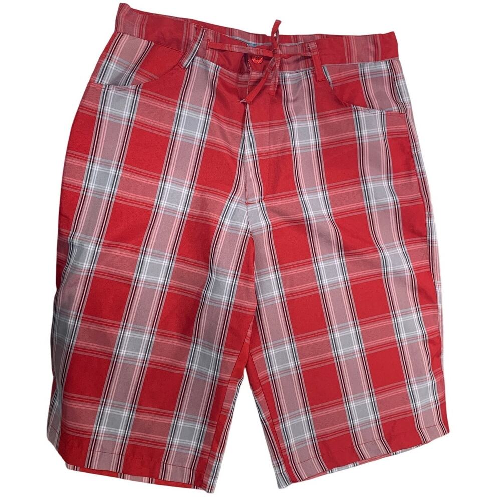 GB Design Lab Mens Size 38 100% Polyester Plaid Drawstring Waist Bermuda Shorts